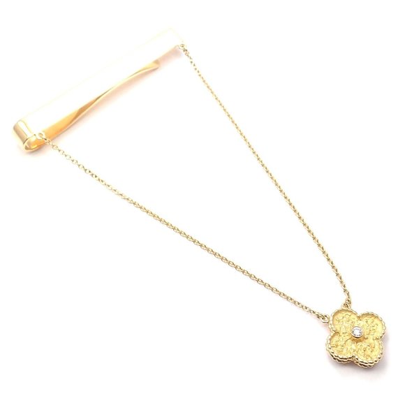 Authentic! Van Cleef & Arpels 18k Yellow Gold Diamond Vintage Alhambra Tie Clip - Picture 3 of 9